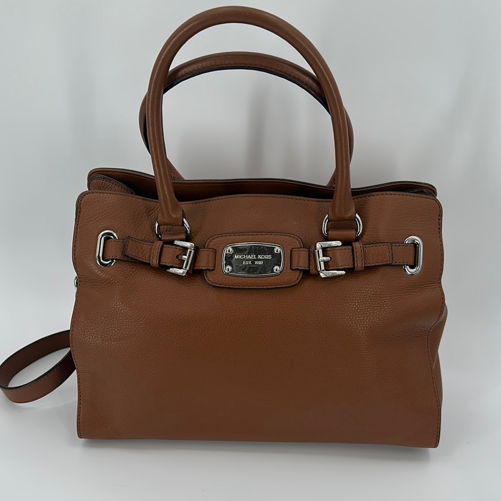 Michael Kors Black Leather East West Hamilton Large Tote Satchel/Shoulder Bag